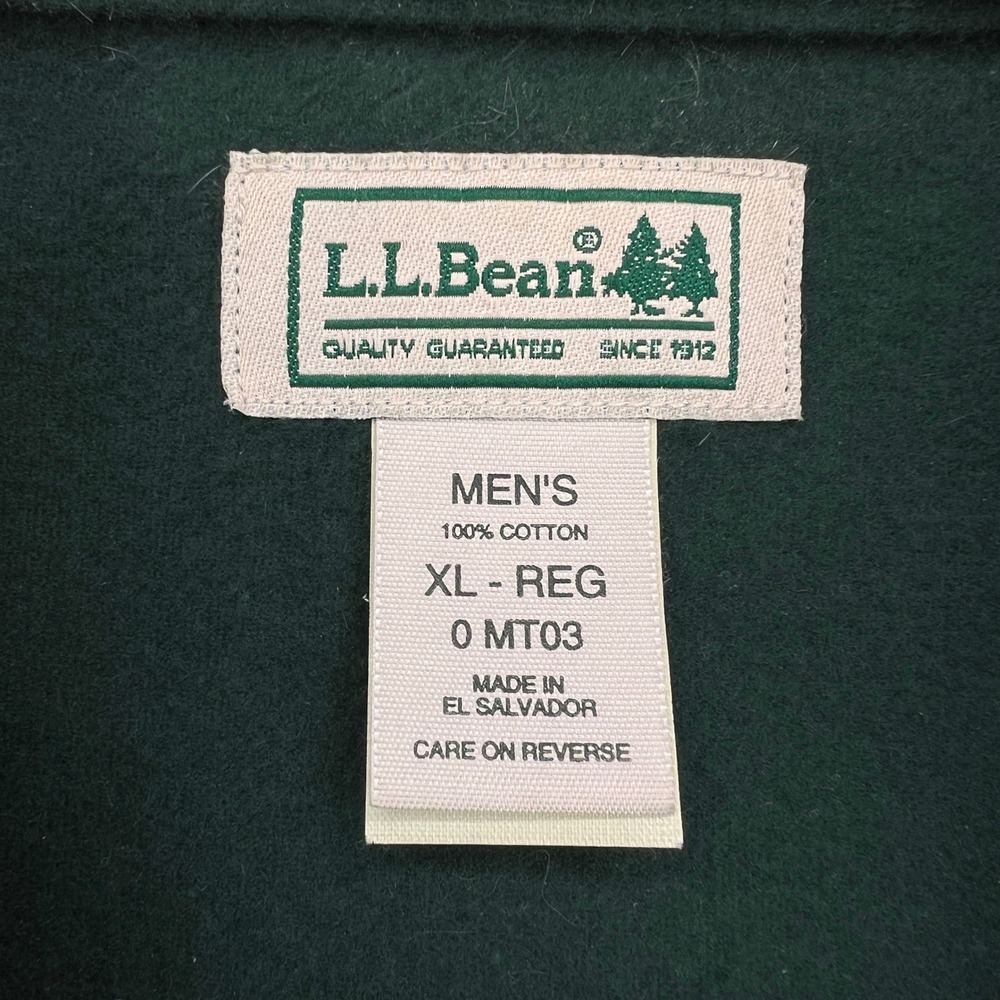 VTG LL Bean Chamois Cloth Shirt Traditional Fit Men XL Dark Green Workwear Cabin - Picture 4 of 8